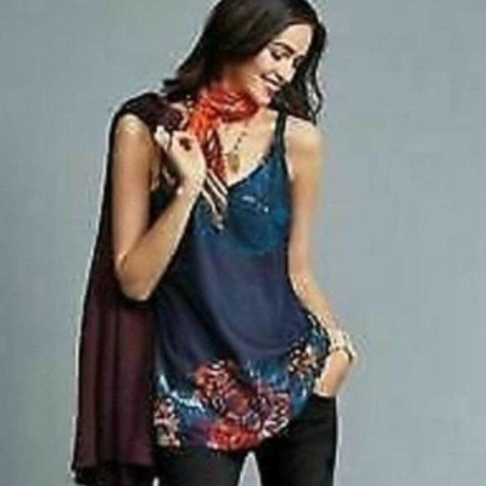 Cabi Artist Cami Floral Double Strap Tank Top Floral Bohemian Light &‎ Airy 3434